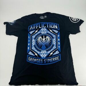 Affliction Georges St Pierre Live Fast Graphic‎ Black T-Shirt Mens 2XL